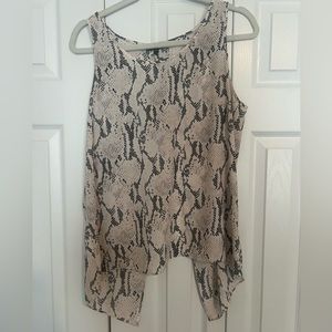 Express snake print tank top with open back, size large